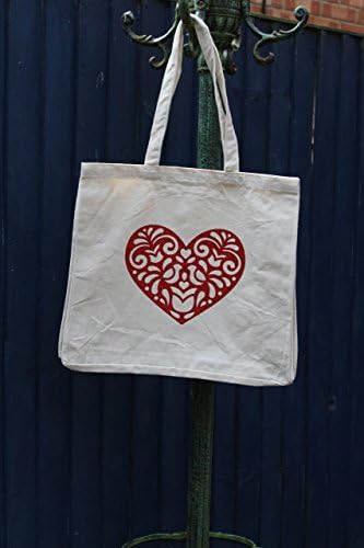 Glitter Folk Art Heart Canvas Beach Bag or Shopping Bag