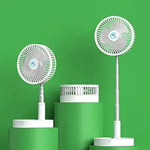 NH WORLD Silent and Portable High Speed 4.80 Watts Portable & Foldable Personal/Pedestal Table Fan with USB Charging Feature-White