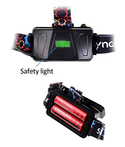 Siensync 5000 Lumen LED Kopflampe, super helle wasserdichte 4 Modi Kopflampe, 3x CREE XM-L XML T6 Led Stirnlampe, Scheinwerfer Taschenlampe für Outdoor Reiten Nachtangeln Wandern Camping - 5