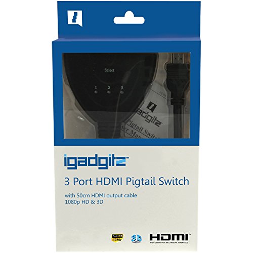igadgitz 3 Port HDMI Automatische Switch Verteiler Umschaltung 1080p Full HD 3D Gold (3x Eingang 1x Out) mit 0.5m HDMI Kabel - 7