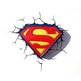 DC Comics Superman Logo Wandlampe 3D Light FX LED Kinderlampe -Nachtlicht für kinder mit automatische Abschaltung und wandaufkleber