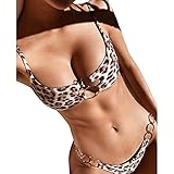 AHAYAKU Sexy Damen Solider Ring Bikini Push-Up Gepolsterter Badeanzug Beachwear Set
