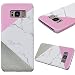Produktbild GrandEver Samsung Galaxy S8 Hartschale Marmor Hülle Hardcase Rosa Weiß Grau Stein Malerei Muster Schutzhülle Spleiß Stil Naht Farben Handyhülle Hartcase Hartplastik Design Tasche Schutz Etui Protective Smart Cover Telefonkasten Schlank Dünn Abdeckung Hard Backcover