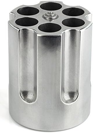 Caliber Gourmet Revolver Gun Cylinder Pen Holder Cast Aluminum Gun Pen Holder This Great Office Accessory Holds 6 Pens Silver