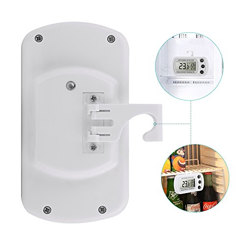 Digital Kühlschrank Thermometer,Glamouric Gefrierschrankthermometer Kühlschrank LCD Digital thermometer für Tiefkühltruhe Gefrierschrank Kühl Temperatur Monitor Wasserdicht mit Haken Weiß - 3