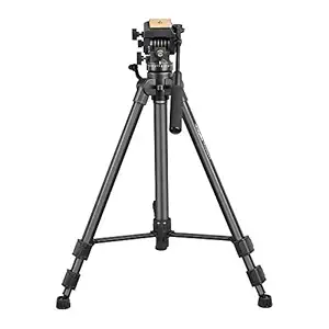 DIGITEK (DPTR 880 PRO) (165 cm) Aluminum Light Weight Tripod | with Fluid Video Head | for DSLR & Video Cameras| Maximum Operating Height: 5.45 Feet | Maximum Load : 6 kgs (Black)