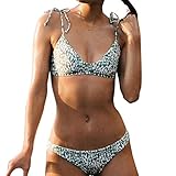 Damen Bademode Sling Bikini Set Zweiteilige Badeanzug Strandkleidung Crossover Neckholder Triangel Oberteil Bandeau Strandmode Sport Split Blumen Bikinihose MulticolorM