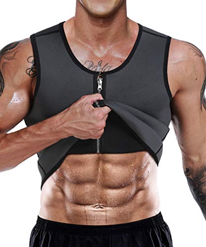 LaLaAreal, 10 mm, canottiera da uomo in neoprene con zip, per perdere peso, aumentare la massa muscolare, migliorare resistenza cardio e forza, Uomo, Gray, 5XL