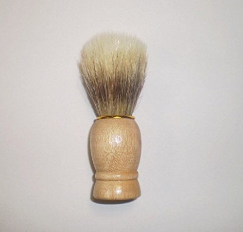 Brocha de afeitar # Fácil de principiantes/pincel de repuesto/utensilio de viaje # Mango de madera con Golden cromado anillo # Un total de 9 cm de alto # Brocha de 4,5 cm de alto