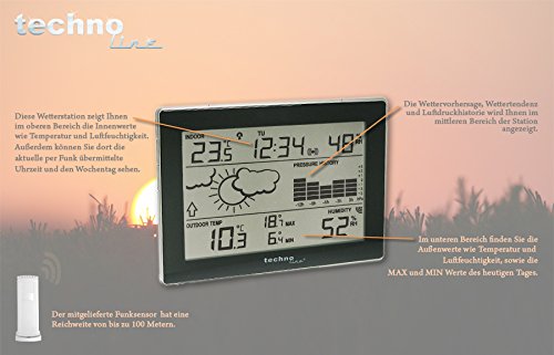 Technoline Wetterstation WS 9274-IT mit Vorhersage von Wettersituationen und Wettertendenz sowie 12h Luftdruckhistorie - 2