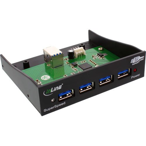 InLine 33395B USB 3.0 Hub 4-fach für 8,89 cm (3,5 Zoll) Schacht schwarz