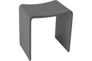 ‎FOUR & MORE Four & More Badhocker Duschhocker Sitzhocker Duschstuhl Duschsitz Luxusbadhocker Design Kunststein Spa aus hochwertigem Solid Stone/Mineralguss/Kunststein Modell 'Rom', Oberfläche:Basaltgrau Glänzend