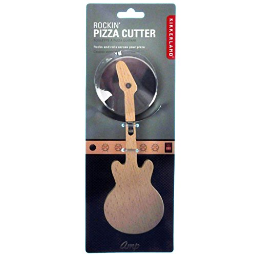Kikkerland Pizza-Schneider Gitarren-Design Holz-Pizza-Schneider - 2