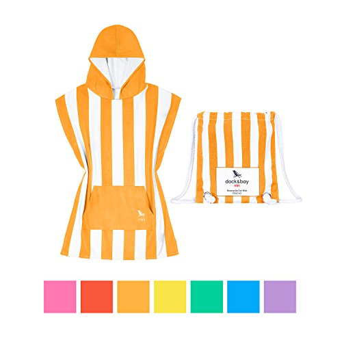Dock & Bay Poncho de Toalla para niños con Capucha y Bolsa de Playa - Niños (4-7 años) - Cabana - Ipanema Naranja