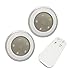 Produktbild FiveRen 2 Stück Puck Licht mit Fernbedienung, Batteriebetriebene Dimmbare 5 LEDs Kabinett-Licht, Wireless-Spot-Licht Stick-On Anywhere-Tap Licht für Flur, Schlafzimmer, Küche, Schränke, Dachböden, Garagen, Auto Vordächer, Lagerung, Zimmer, usw. (Natürlichliches warmes Weiß)