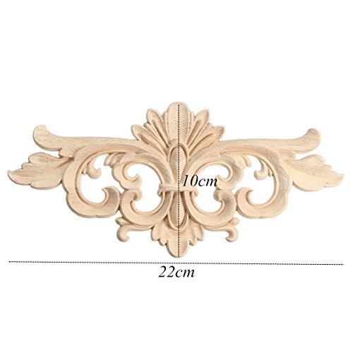 2 Stück Holzornamente Schnitzerei Verziehrung Aufklebe für Möbel Schrank Ecke 22*10cm - 3