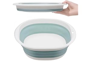 KHAOP Collapsible Washing Up Bowl, Portable Wash Basin Silicone Plastic Basket Multipurpose Outdoor Travel Basin Outdoor Camping Sink, Space Saving Folding Washtub (3.5L)