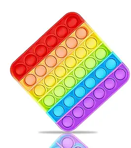 Hasper Tex Rainbow Square Silicon Pop Fidget Sensory Toy Set, Push Bubble Popping Game Toy Anxiety Stress Reliever Autism Learning Materials for Kids