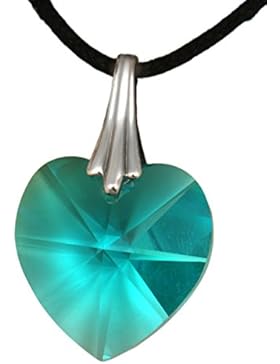 Türkiser Herzanhänger Swarovski Kordelkette Geschenke mit Herz Facettenschliff