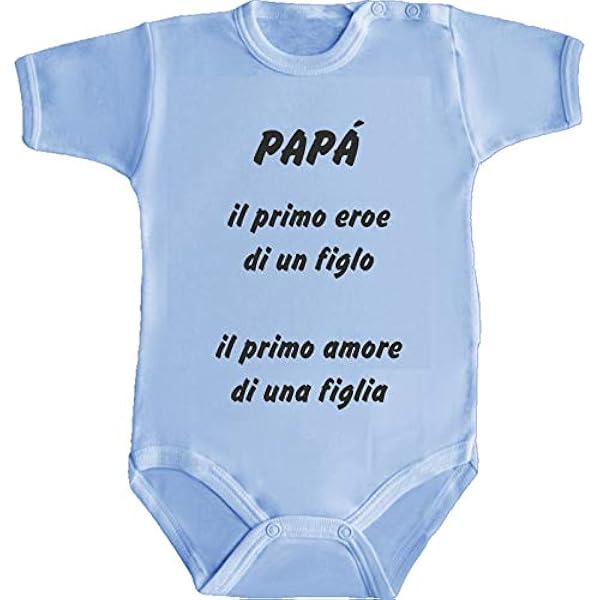 Body Neonato Manica Corta “Io Tifo Lazio Come Il Mio Papà” – 100% Cotone, Stampa DTG, Taglie 3-6-9 Mesi, Ideale Regalo Per Tifosi - 3