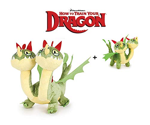 HTTYD Dragons Peluche Orribilante Bizzippo/Hideous Zippleback 30cm -760016661-2 + Orribilante Bizzippo/Hideous 4'33"/11cm 760017680