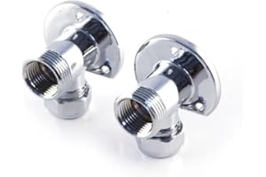 22.5 TEAM CONTROLS TC Shower Wallplate Elbow 15mm x 3/4'' Pair - Chrome Exposed Wall Plate Shower Fixing for Thermostatic Shower Bars Complete with 15mm Compression Nut and Olive for Chrome Pipe