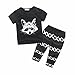 Produktbild Outfits Sets Kind Janly 0-2 Jahre alt Jungen Kurzarm Shirts Bär Bluse + Hosen (12-18 Monate, Schwarz)