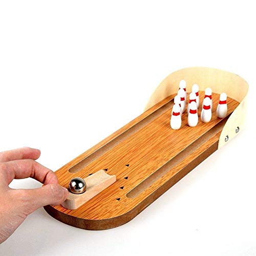 GadgetZone® Tabletop Desktop Bowling Mini Game Ten Pin Bowling Table Game Portable Fun Travel Game Christmas Stocking Filler Classic Traditional Arcade Games