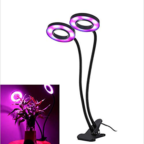 Preisvergleich Produktbild SJZC Pflanzenlicht Doppelkopf 18W LED Pflanzenwachstumslampe Desktop-Fülllicht Kontroll-Cliplicht Rundes Schwarzlicht
