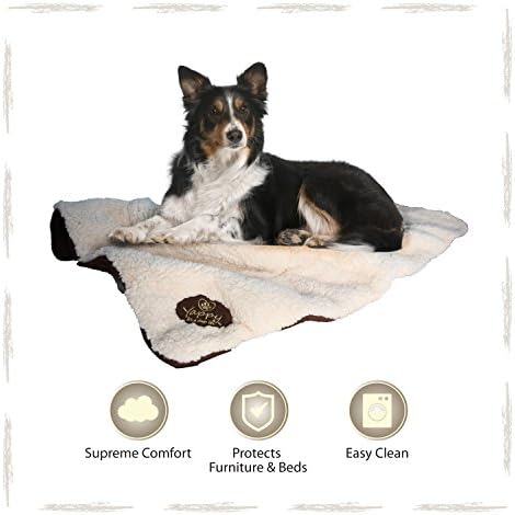 Yappy Roxy Range Dog Blanket Large (107 x 72 CM), Reversible, Brown Suede &amp; Cream Soft, Comfy Fleece. Washable, Easy Clean. Ideal For Using On The Sofa,Car Seat or Car Boot.