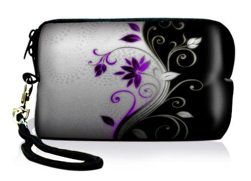 Luxburg® Design Universal Kameratasche Hülle Sleeve Case für kompakte Digitalkamera, Motiv: Blumenornament lila/weiß Luxburg® Design Universal Kameratasche Hülle Sleeve Case für kompakte Digitalkamera, Motiv: Blumenornament lila/weiß