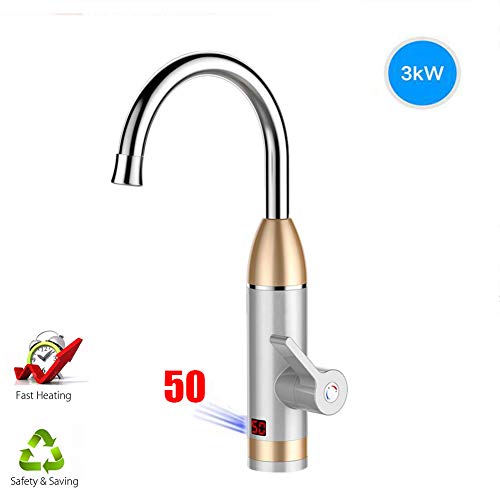 Preisvergleich Produktbild BTSSA Elektrische Wasserhahn,360 ° Drehung LEDTemperaturanzeige Küchenarmatur Schnelle Elektrische Warmwasserbereiter,3