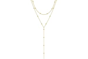 Difistik Long Gold Layered Necklace for Women, Dainty Long Necklace Y-Shaped Pendant Necklaces, Trendy Layered Beaded Chain Drop Necklaces, for Women Girls Valentine's Day Mother's Day