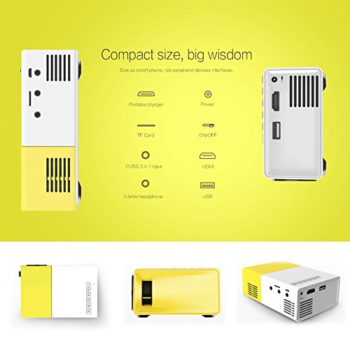 Beweglicher Miniprojektor, HuiHeng Multimedia LED Projektor Unterstützungs SD / AV / USB / HDMI Eingang für Video Film Spiel Unterhaltung Hauptkino Theater Projektor mit Fernsteuerungs und eingebauter Lithium Batterie - 3