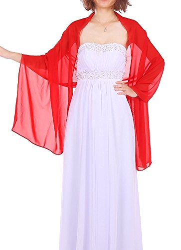 Dressystar Chal Chiffon Nupcial De La Nochede Y De Las Mujeres 3 tama?os Rojo M