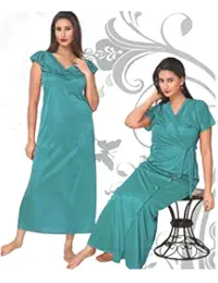 Indiatrendzs Women's Satin Nighty 2 Piece Set Night Wear