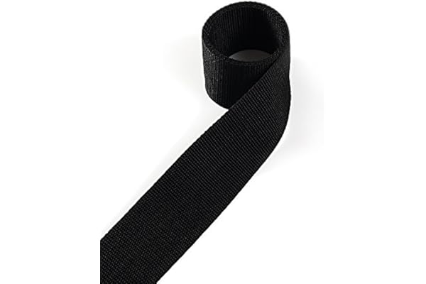 1buy3 sangle en polypropylène 50mm de largeur, 4 mètres de longueur, couleur: 25 - Noir | également 20mm, 25mm, 30mm ou 40mm de largeur | en 4 ou 12 mètres | 30 coloris