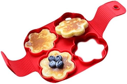 Siliconen Bakvorm Ei Pannenkoek ? Bakvorm Flipper - Maak de perfecte pannenkoeken gebakken eieren en omeletjes - Bakvorm ei ? Bak eenvoudig 4 Gelijke Gerechten ? Model Bloem