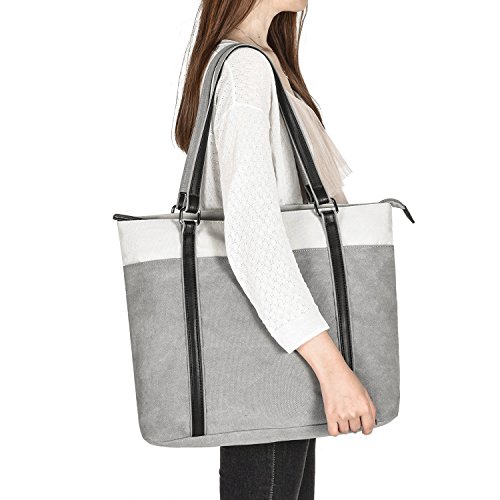 Tasche f  r Laptop  GRM Laptoptasche Schultertasche Handtasche aus Segeltuch f  r Laptop mit Bildschirmdiagonale 39 6cm Wei  -grau