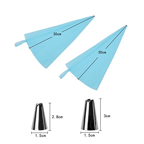 38 Spritztüllen Set Rainbrace, ink. 32 Stücke Garniertülle, 2 Spritzbeutel, 2 Blumennägeln und 2 Kunststoff Kupplungen für Gebäck, Keksen, Kuchen und Torten Deko - 3