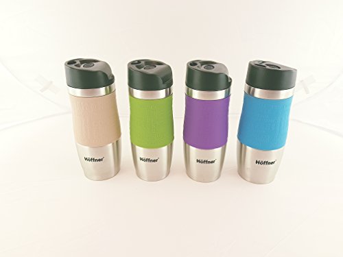 Thermobecher Höffner / Bergner 7542 BG – 5958 Thermo-Bechero To Go , Deckel abnehmbar Isolierbecher Kaffeebecher Edelstahl 400 ML Travel Mug (Creme) - 4