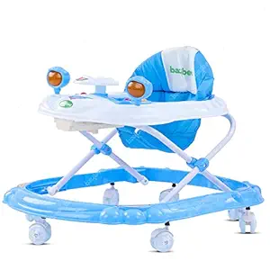 Baybee Winnie Baby Walker Round Kids Walker for Babies Cycle with Adjustable Height and Musical Toy Bar Rattles and Toys Ultra Soft Seat-Activity Walker for Kid and Wheel 6 Months to 2 (Winnie Blue)