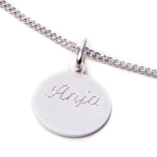 Schmuck Klein Kinderkette mit Anhänger Schutzengel Ø 14 mm, Panzerkette 925/- Sterling Silber 1,3 mm, Länge ca. 36 cm inkl. Wunschgravur, Taufgeschenk - 3