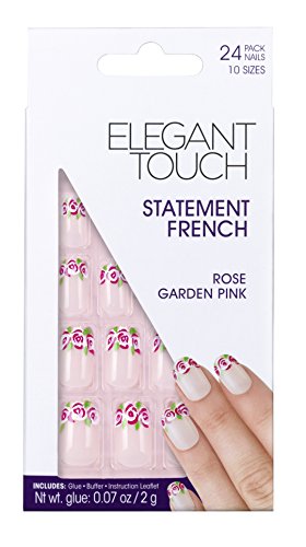 Elegant Touch Statement French Nails, Rose Garden/Pink/Medium/Oval