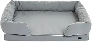 AmazonBasics Large Pet Dog Sofa Bolster Lounger Bed - 44 x 35.5 x 10 Inches, Grey