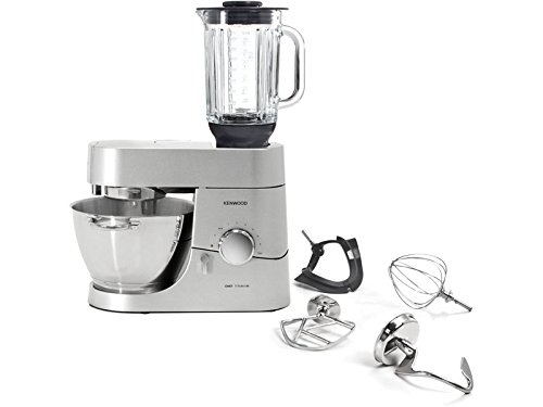 Kenwood KMC 05007 Chef Titanium Küchenmaschine (inklusive Glasmixaufsatz, Fleischwolf, Entsafteraufsatz) silber