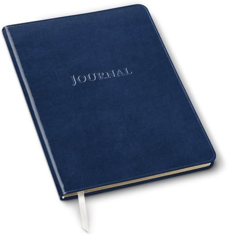 Large Desk Journal Ruled Leather Acadia Navy