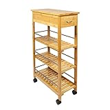 Woodluv Slimline Space SAVER Bamboo Kitchen Islands Storage Trolley Cart, Bamboo, Natural (Kitchen &amp; Home)