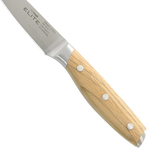 ProCook Elite Oak X70 Gemüsemesser mit dreifach vernietetem Griff aus Eichenholz, 9 cm - 3