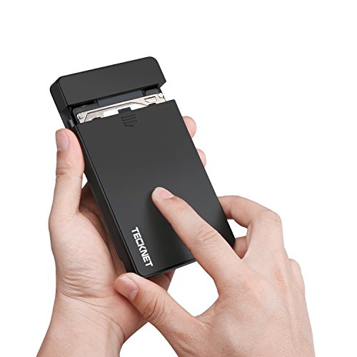 TeckNet® USB 3.0 Externes Festplattengehäuse, Hard Drive Gehäuse für 7.0mm & 9,5mm 2,5 Zoll SATA-I,II,III, HDD und SSD,Installation Ohne Werkzeug